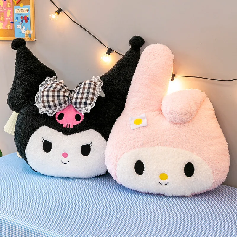 Sanrio Minha Melodia Kuromi Kawaii Pelúcia Stuffed Boneca Brinquedo Só Pele Conchas Cartoon Decorativo Grande Travesseiro Menina Crianças Presente de Aniversário