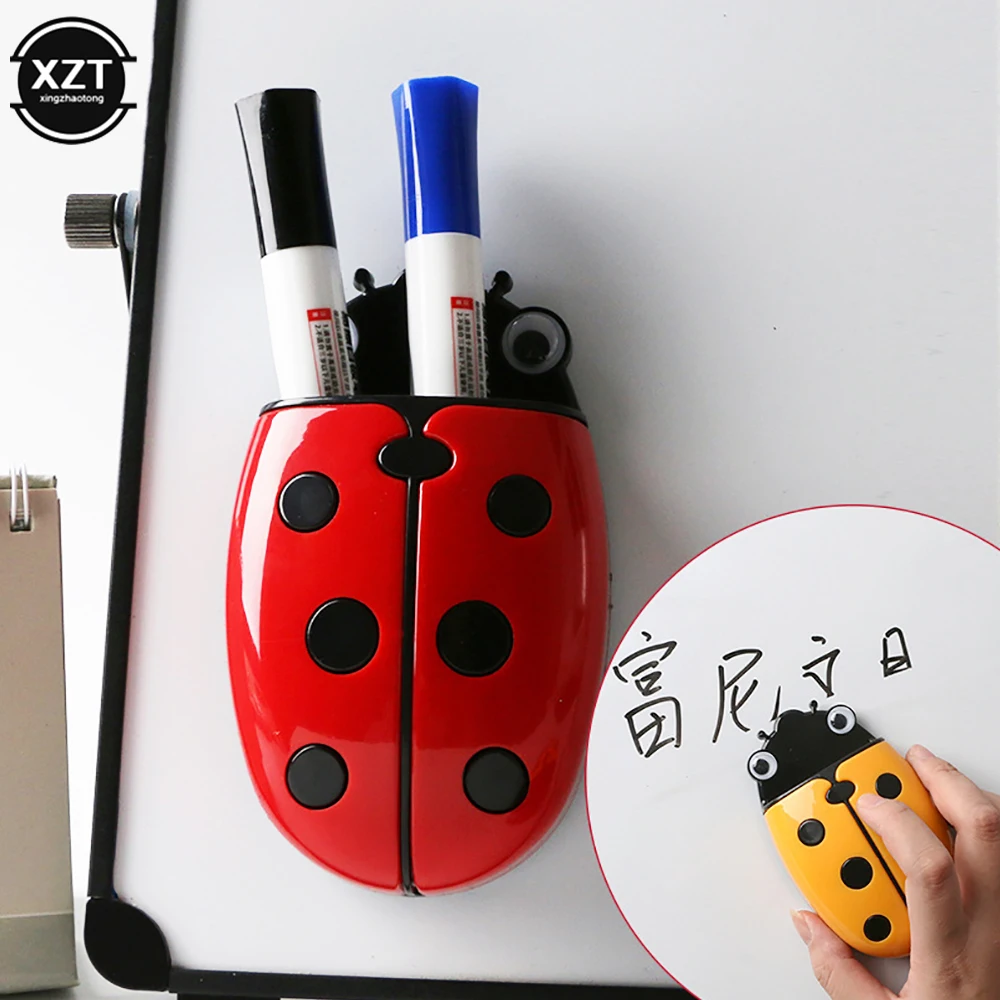 Imagem -05 - Cute Ladybug Forma Frigorífico Magnético Caixa de Armazenamento Eraser Whiteboard Pen Organizer Salvar Espaço Ímã Titular Recipiente de Cozinha