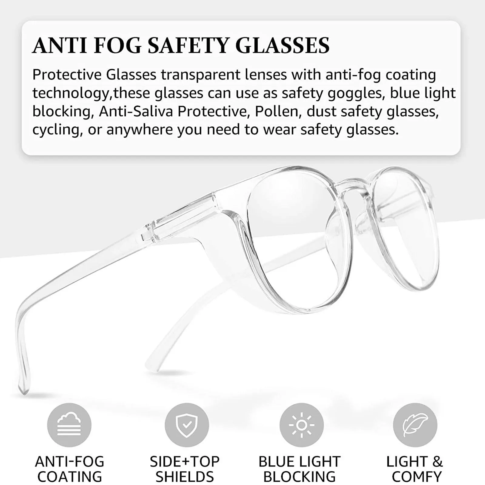 Anti-Fog Safety Glasses For Men And Women With Blue Light Blocking Anti fog glasses, sealed, anti blue light, dust-proof protect