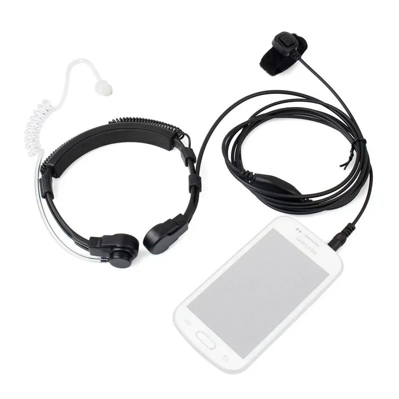 1 pin 3.5mm Plug Flexible Finger Throat Controlled PTT Mic Earpiece Earphone Covert Air Tube Headset for Smart Mobile Cell Phone