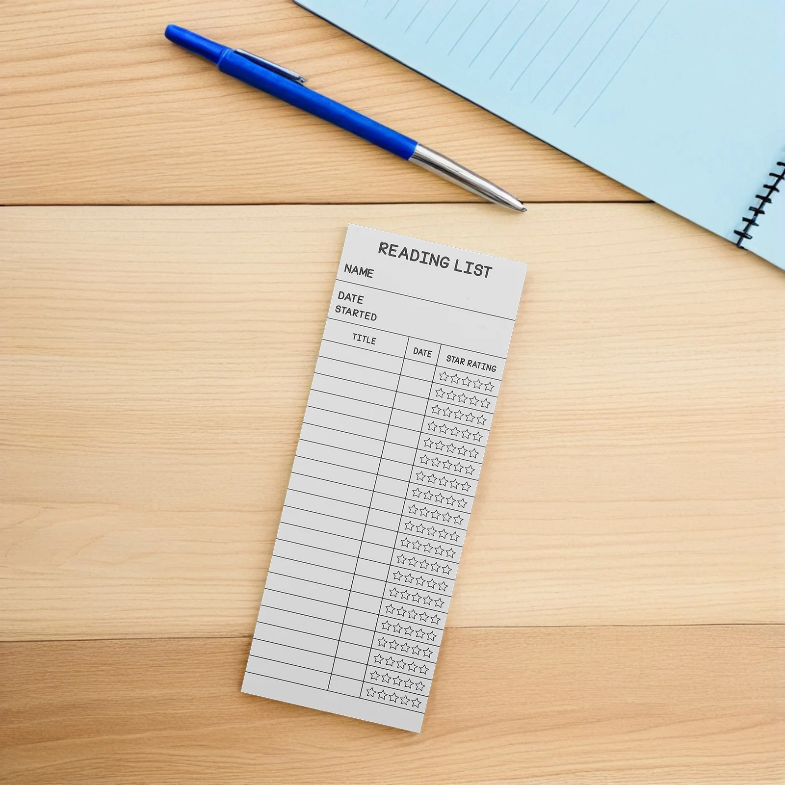 

50Pcs Reading List Bookmarks Library Card Paper Book Tracking Cards for Students Teachers Reading Log Supplies