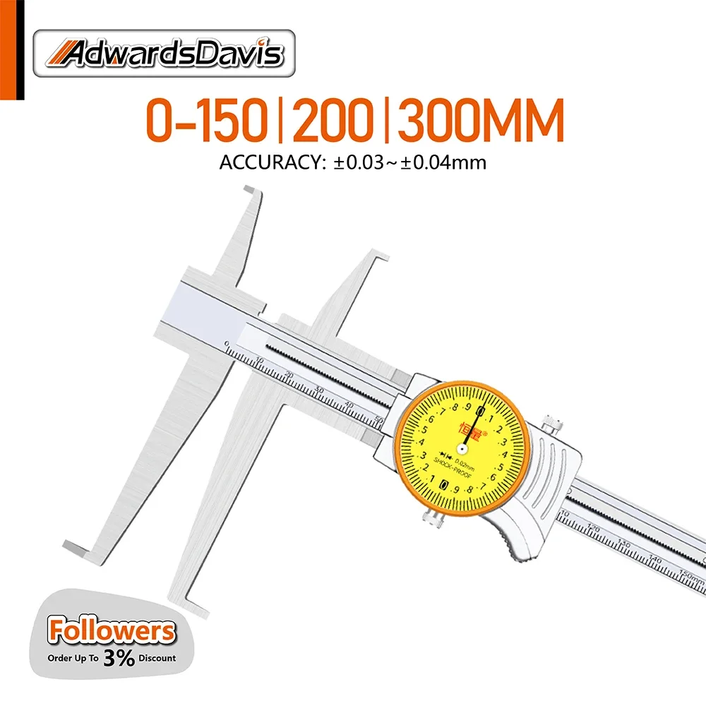 9-150mm 9-200mm 9-300mm High Precision Double Inner Groove Pointer Type With Watch Caliper Groove In Hole Measurement Tools