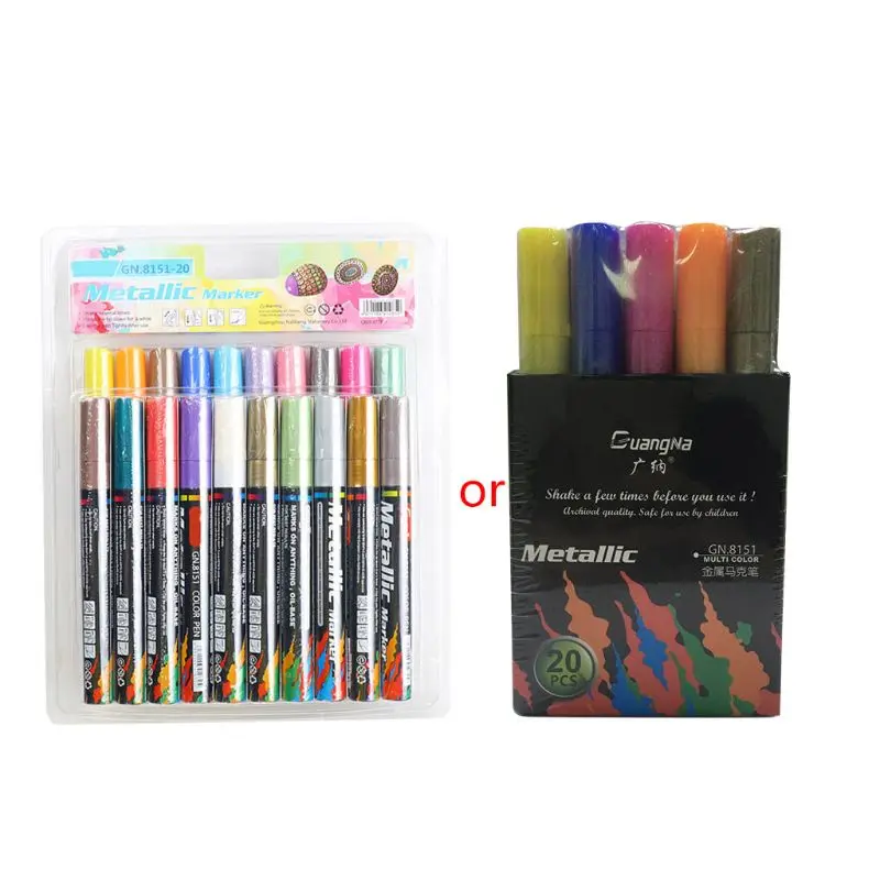 4/8/15/20 ألوان الاكريليك الطلاء ماركر القلم للألبومات الزجاج السيراميك الصخور النسيج