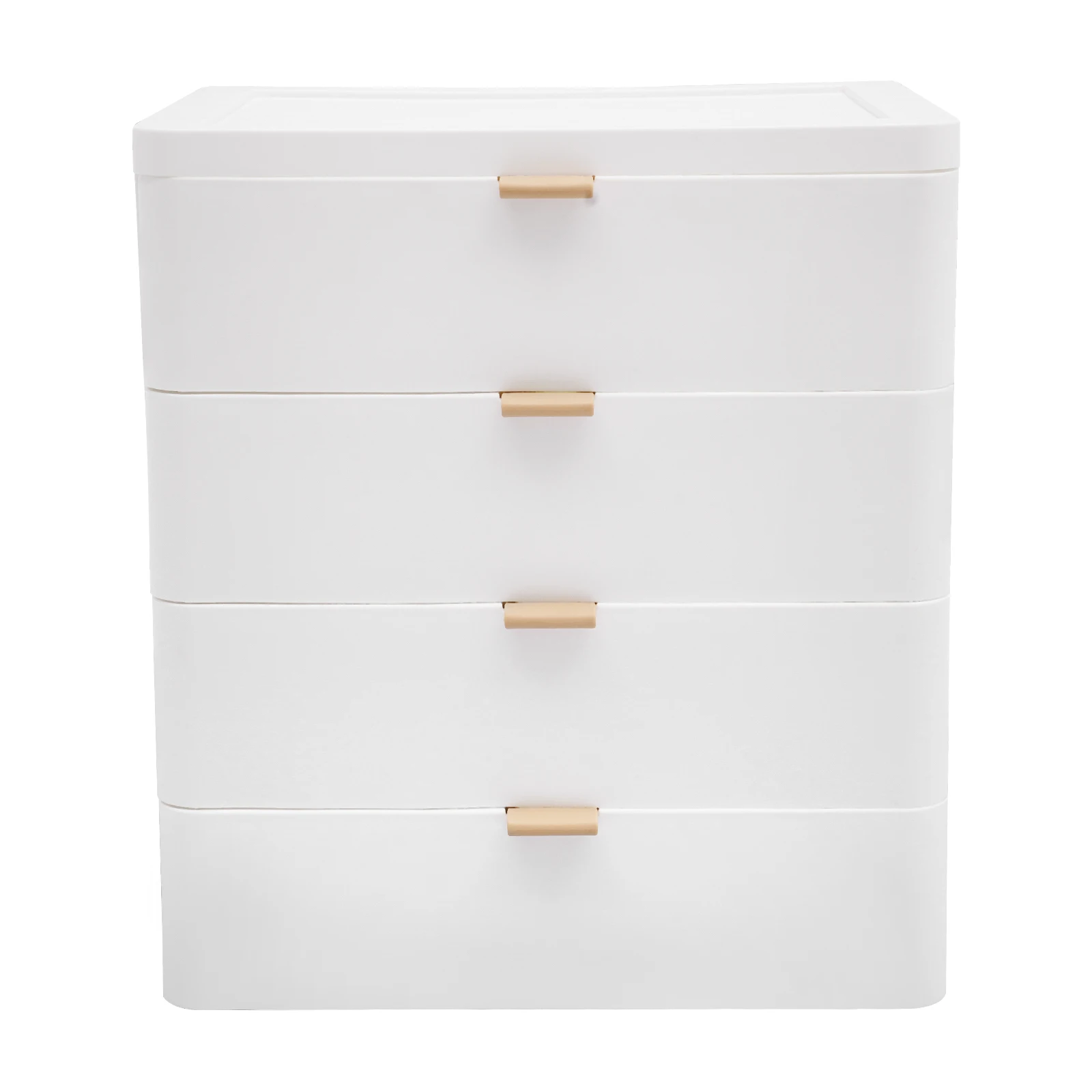 White Desktop Storage Box With Drawer Drawers PP Rectangular Tabletop Mount For Home & Office Suitable Loading Capacity