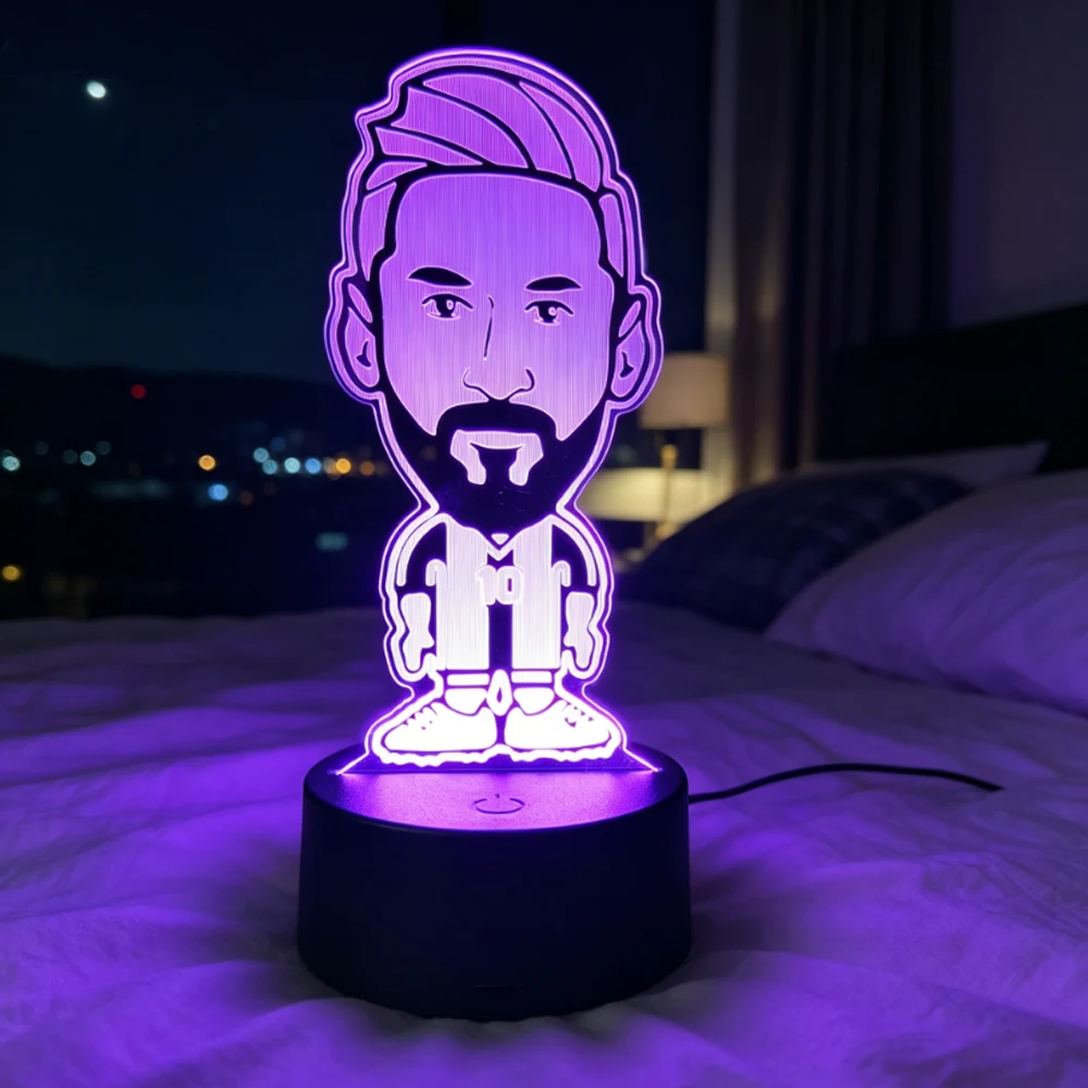 Footballer Lionel Messi 3D Acrylic Night Light 7 Color Gradient Dimmable Night Light Room Decoration Fan's Gift Christmas Gift - view 3
