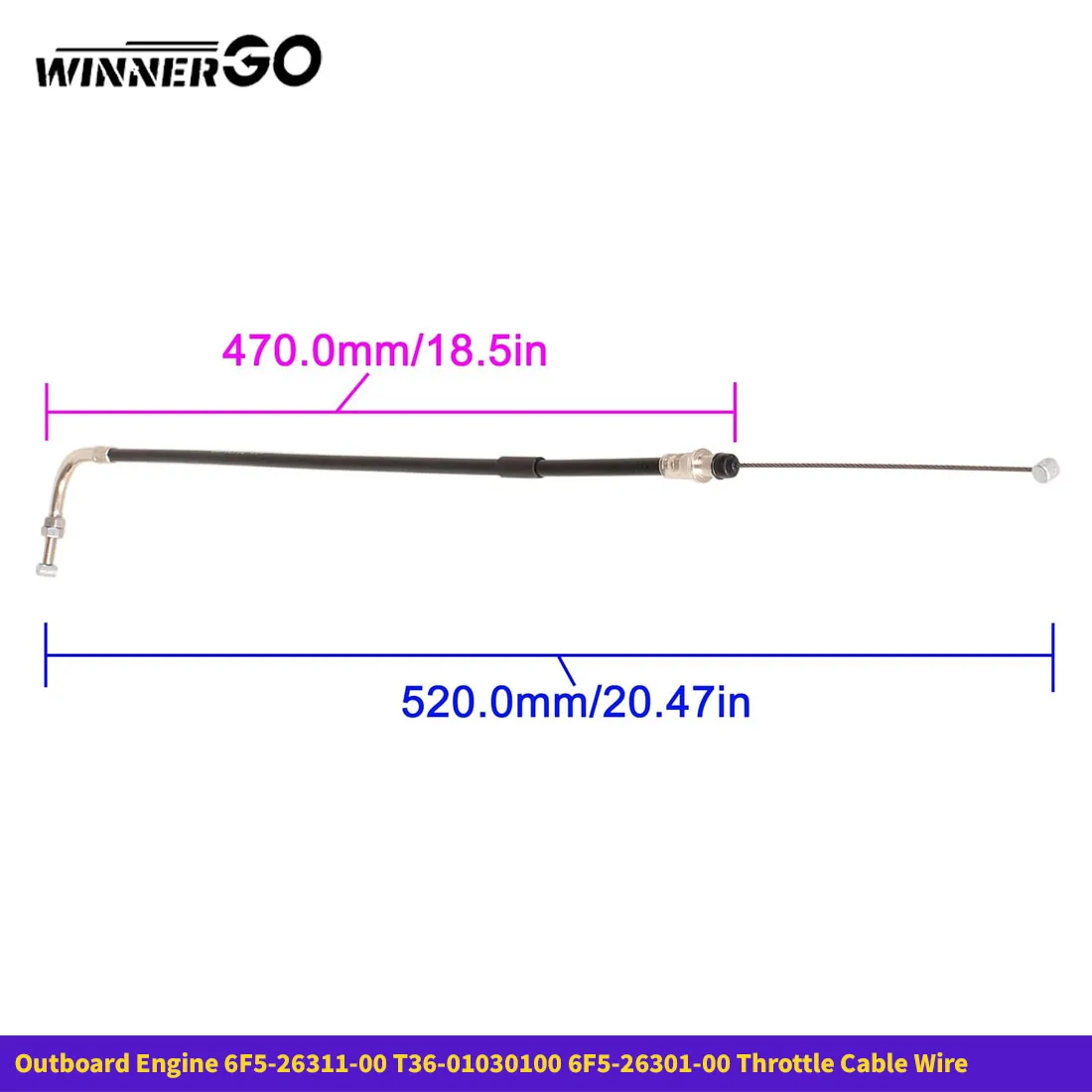 

Outboard Engine 6F5-26311-00 T36-01030100 6F5-26301-00 Throttle Cable Wire Assy for Yamaha Parsun Makara 40HP 40JWH(CHN) E40GMH