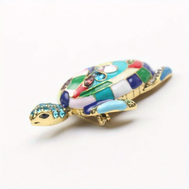 Creative Rhinestone Painting Oil Turtle Pin Men\'s and Women\'s Animal Brooch Fashion Retro Accessories