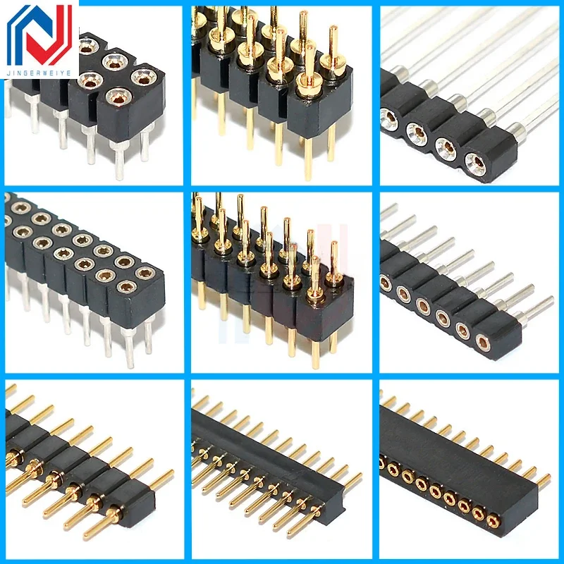 1 szt. 1,27 mm/2,0/2,54 mm 1/2x40 P okrągły otwór okrągła igła żeńska nagłówek Pin złącze rzędowe pojedynczy dwurzędowy pozłacany cynowany