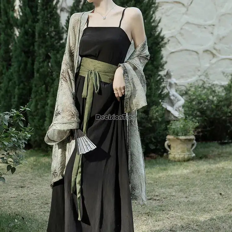 2023 new chinese retro style ancient song dynasty hanfu three pieces set spring summer women daily elegant casual hanfu set s383