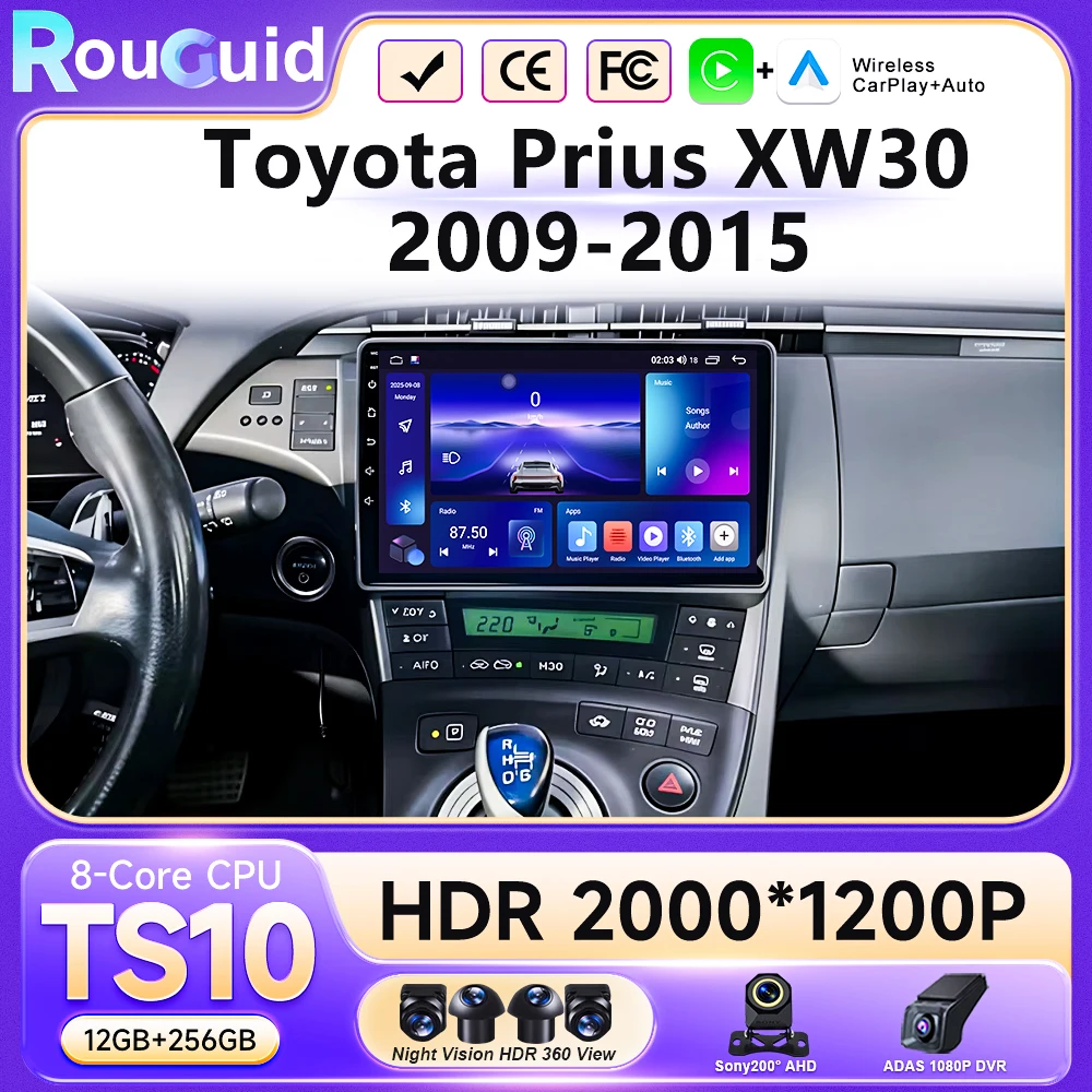 

Автомагнитола Android Auto для Toyota Prius 3 XW30 2009-2015, мультимедийный видеоплеер, GPS-навигация, Carplay, головное устройство, 5G Wi-Fi, Bluetooth