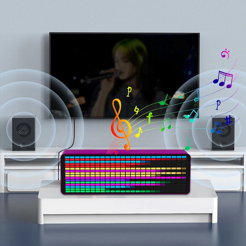 Dazzling RGB Rhythm Pickup Kit LED Music Spectrum Rhythm Display Voice Control Level Indicator Atmosphere Light Electronic Clock