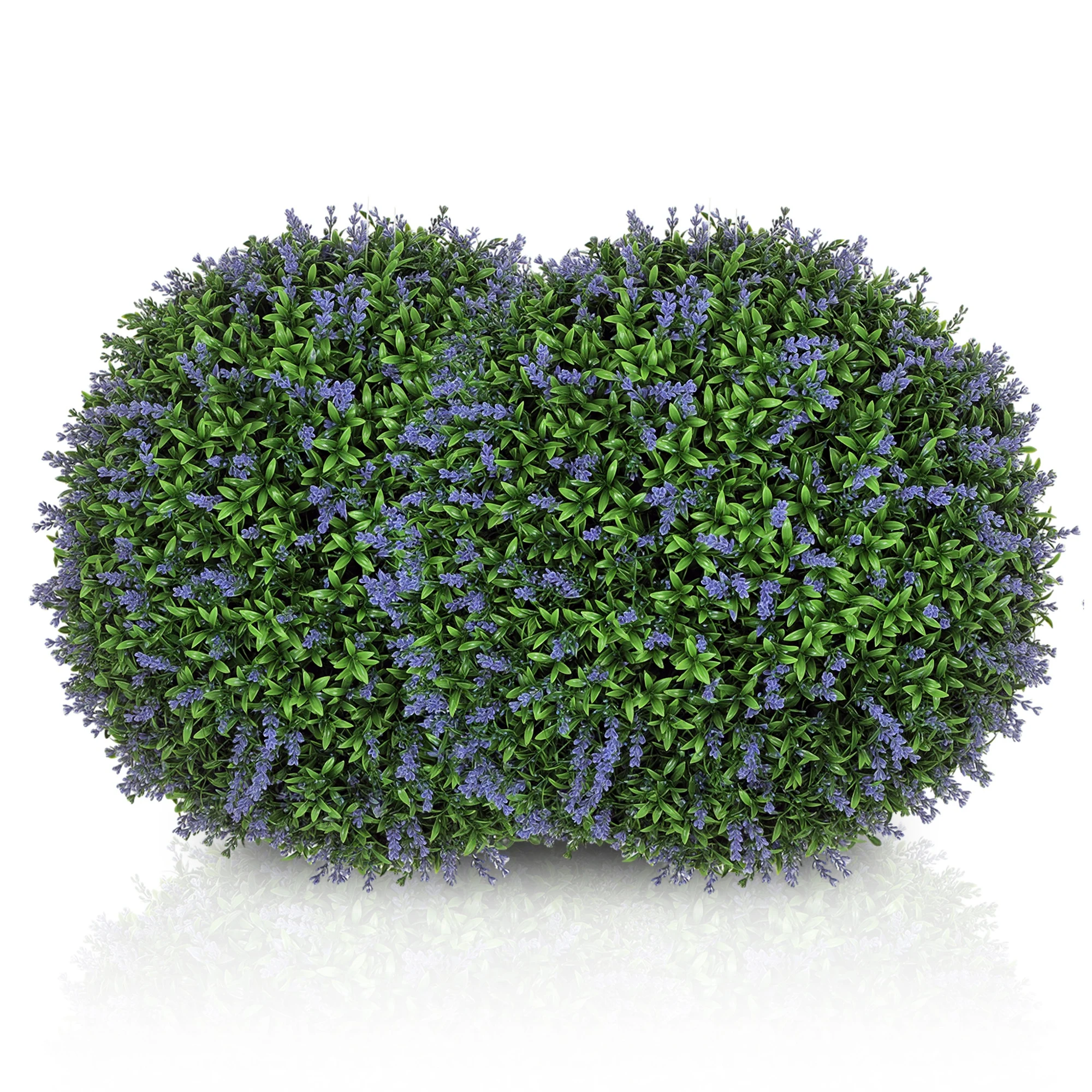 

Set of 2 artificial spherical plants, UV-resistant, for indoor and outdoor use, 42 cm, green and purple