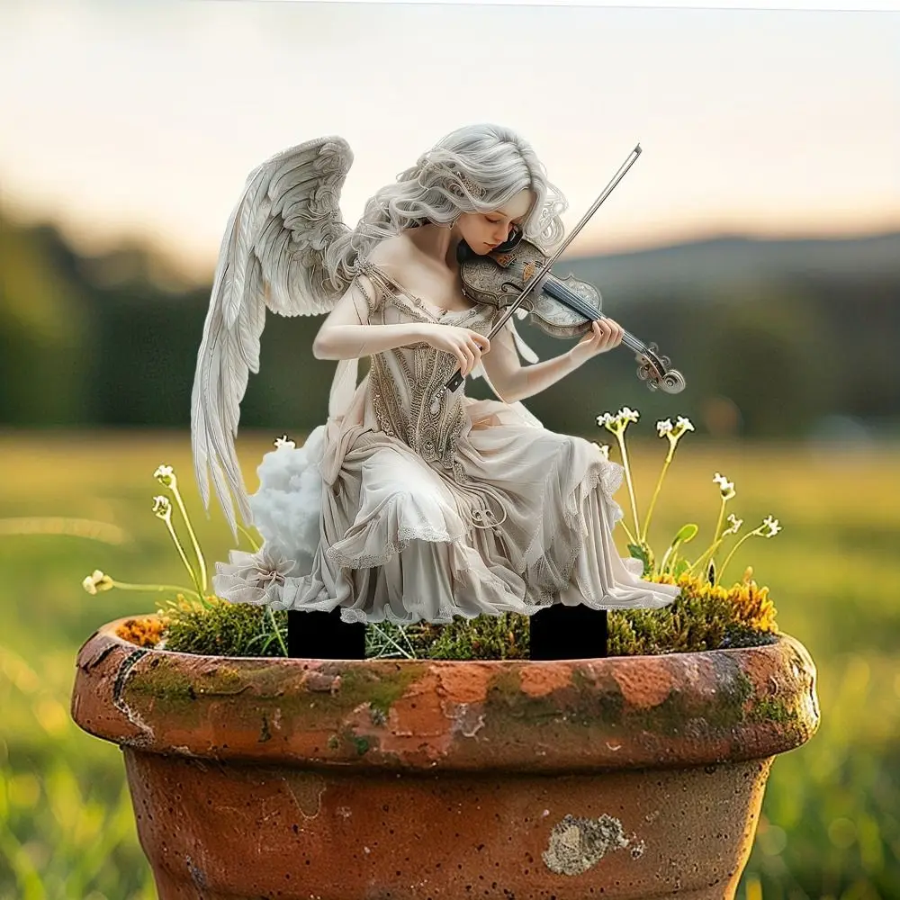 

Crafts Acrylic Fairy Mini Figurine Artificial Cute Flower Fairy Statue Sculptures Creative Waterproof Garden Floor Plugs Home