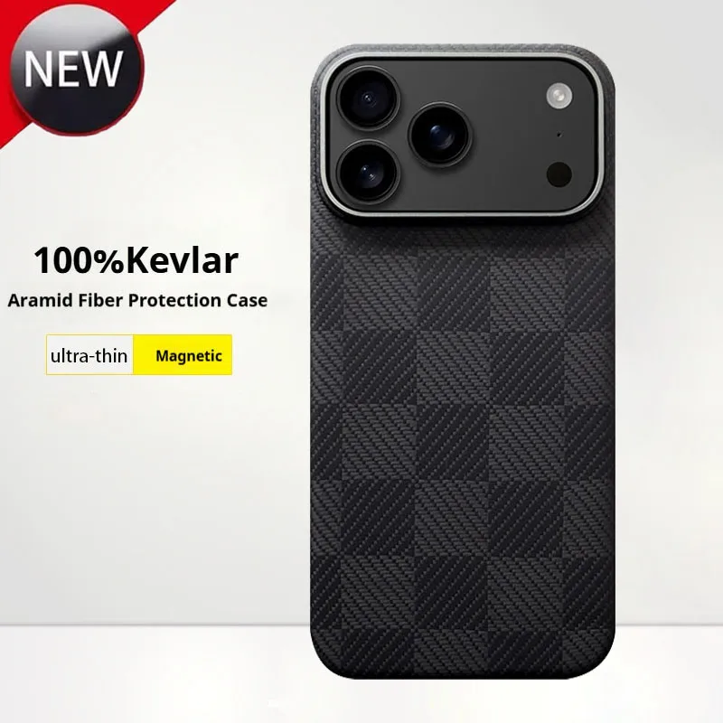 Case For iPhone 17 18 Pro Max,100% Kevlar Aramid Fiber Slim Magnetic Hard Shell Carbon Texture Armor Ultra Thin protective cover