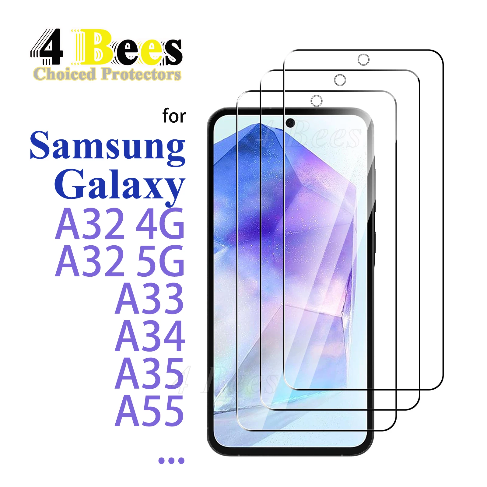 Vidrio templado para Samsung Galaxy A32 A33 A34 A35 A55 4G 5G Protector de pantalla protectora mica Cryatal antiarañazos