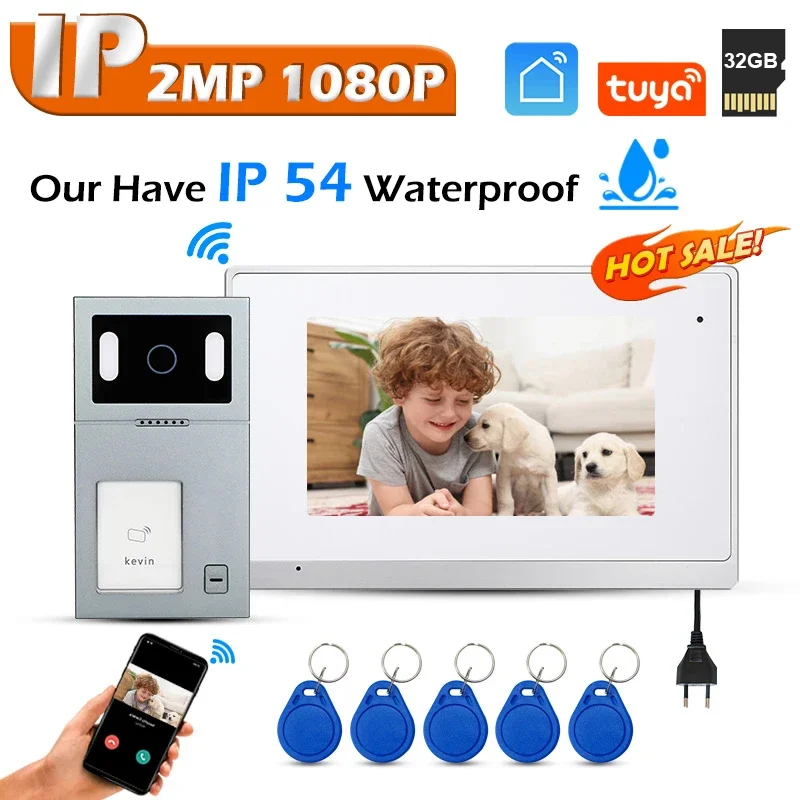 

Factory Intercom Supplier IP TUYA Wifi 7 Inch Wired Unlock Video Door Phone Monitors Visual Intercom System