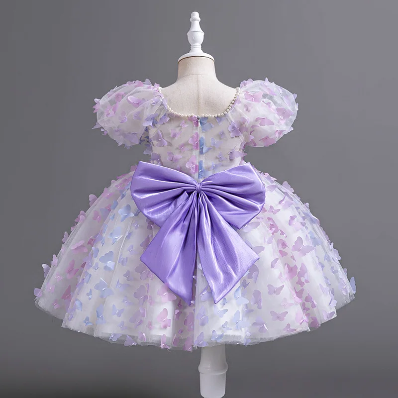 

Baby Girls Party Gown Puff Sleeve Princess Vestidos Children Clothing Formal Embroidery Wear Dresses