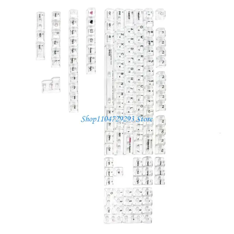 Y2GD Mechanical Keyboards Keycaps Original Profile 132Keys Russian Crystal Transparents PC Keysaps for 61 68 98 104 108