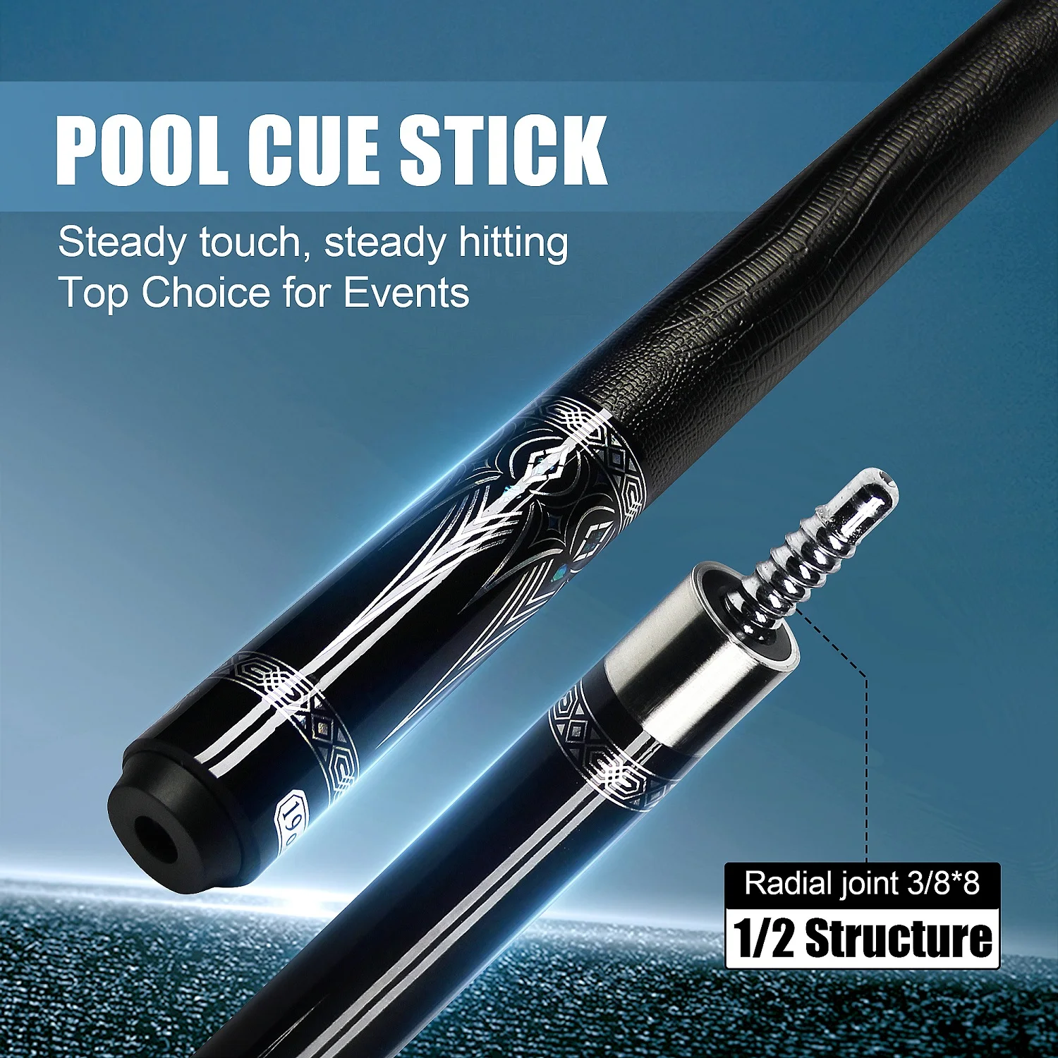 

Radial Joint 3/8*8 Pool Cue Stick 13mm Tip Stainless Steel Joint American Maple Wood 1/2 Split for Tournament Use