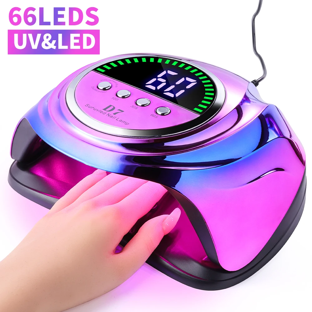 208W UV 66LED Nail Lamp With Dynamic Display Design for UV Gel Nails Polish Fast Curing Dryer Manicure Home Salon Nail Art Tools