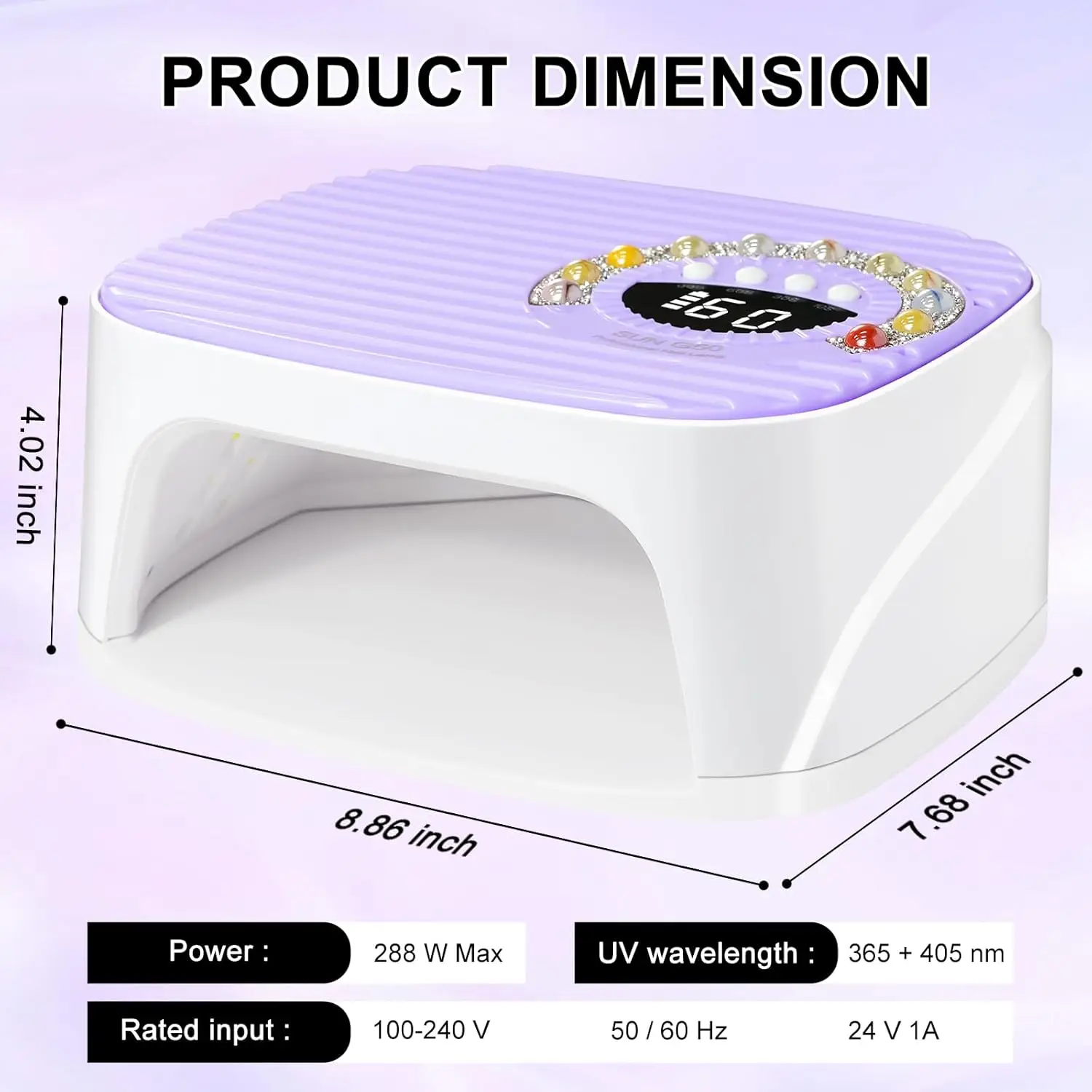 UV LEDネイルランプキット、45個のビーズ、手袋付き、ジェルネイル硬化用コードレス充電式