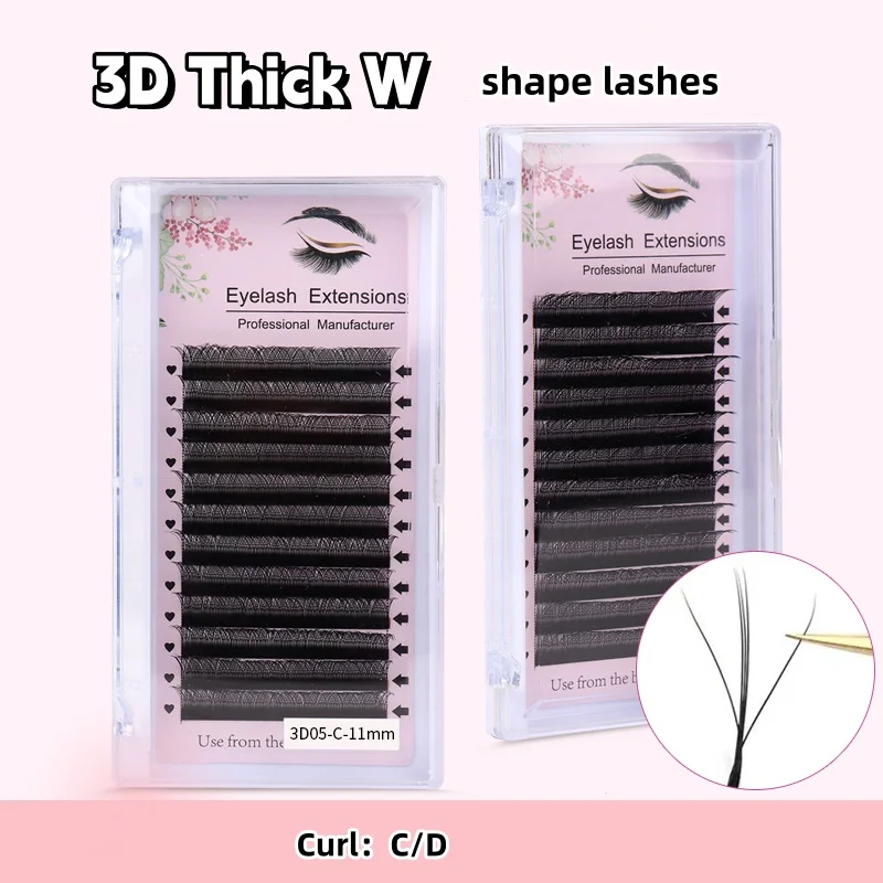 MARIA חדש פיירי 3D עבה צורת W ריסים קלים למאוורר 5D הארכת ריסים סיטונאיים נפח 12 שורות סגנון Y לוגו רך טבעי