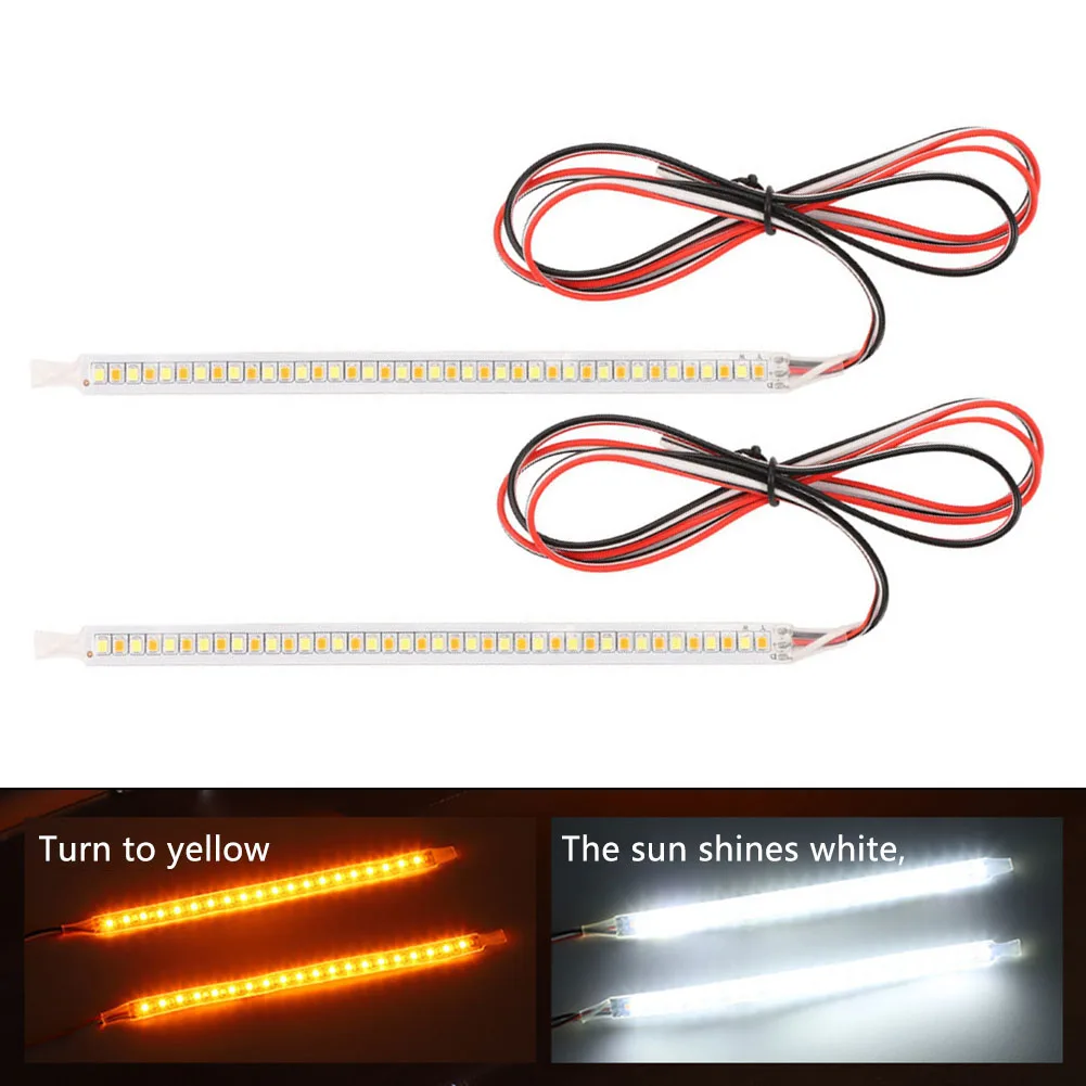 1pc 14/18cm Car Rearview Mirror Indicator Lamp DRL Streamer Light Strip Tape LED Flowing Turn Signal Lamp Amber LED Car Light