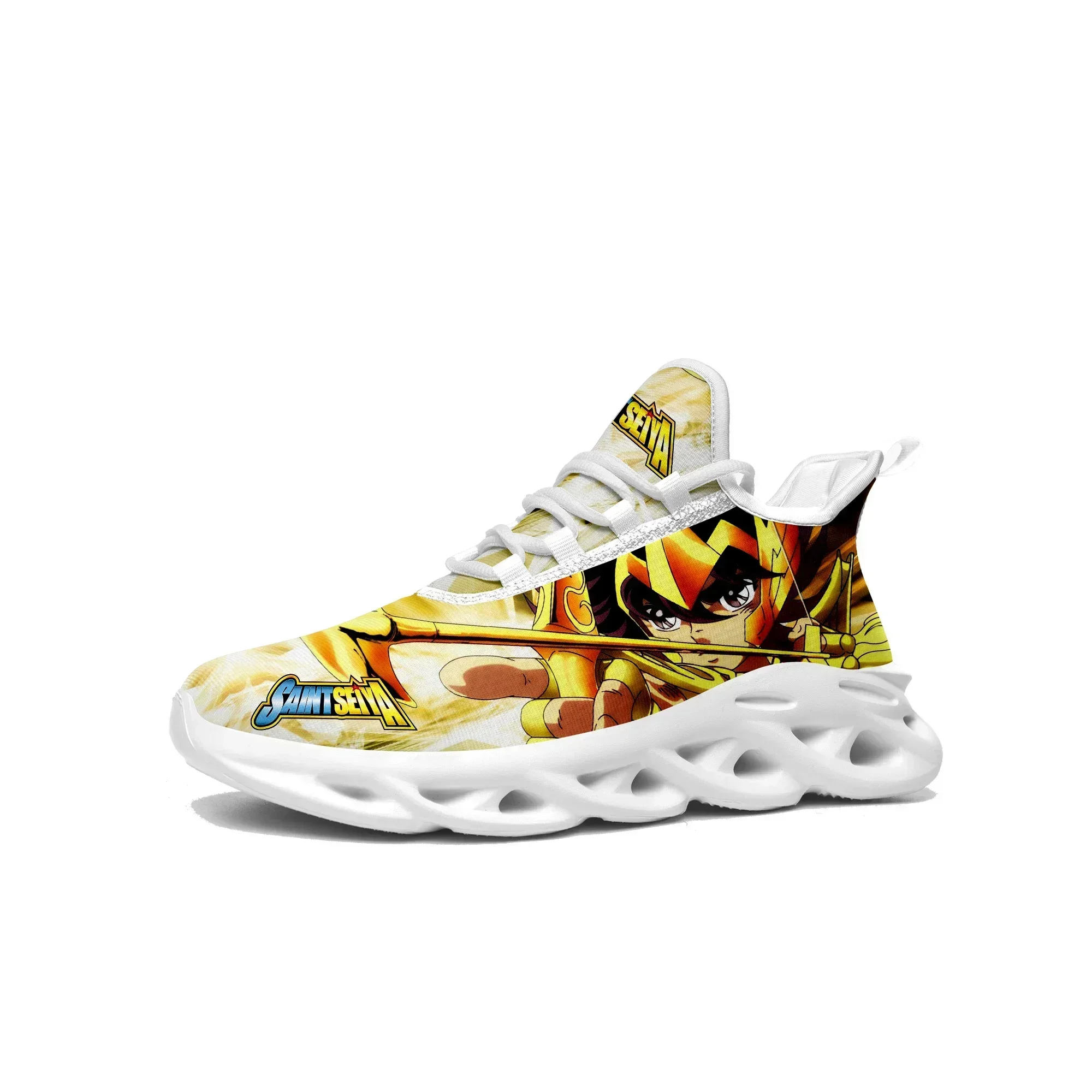 Saint Seiya Flats Sneakers Mens Womens Teenager Sports Running Shoes High Quality Japanese Cartoon Custom Lace Up Mesh Footwear