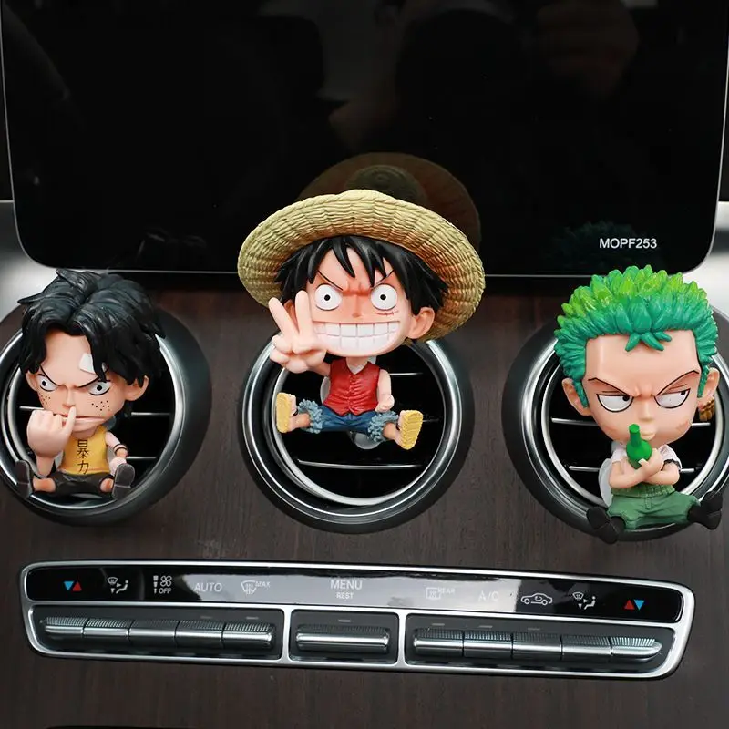 New One Piece Figure Car Air Outlet Perfume Clip Luffy Zoro Funny Cartoon Creative Car Decorative Ornament Pendant Toy Gift