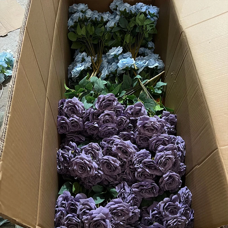 9 رؤساء الماس الورود باقة زهرة اصطناعية الوردي الأحمر الأزرق الأبيض روز وهمية غرفة المعيشة الديكور الزفاف #4