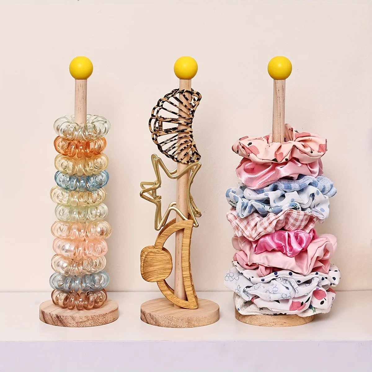 1pc/2pcs/3pcs hair accessories wooden display stand hair rope hair ring jewelry display stand dressing table desktop organizer