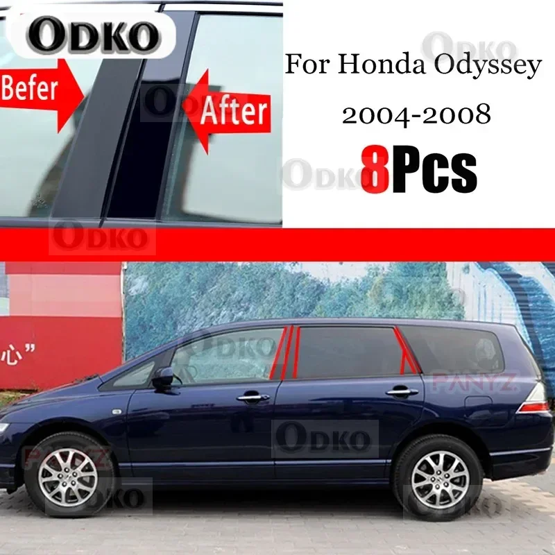 

8PCS Polished Pillar Posts Fit For Honda Odyssey 2005 2006 2007 2008 Window Trim Cover BC Column Sticker Chromium Styling