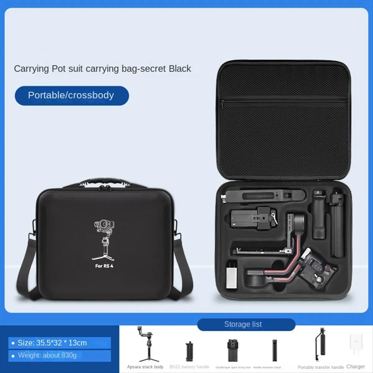 A64I Anti-Pressure Storage Box Hardshell Carrying Case Suitcase for 4 Gimbal Stabilizer Grey
