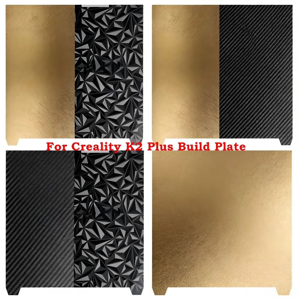 

For Creality K2 Plus Build Plate Textured PEI Sheet 370x370mm Double Sided PET PEO PEI Flexible Spring Steel Sheet Easy Remove