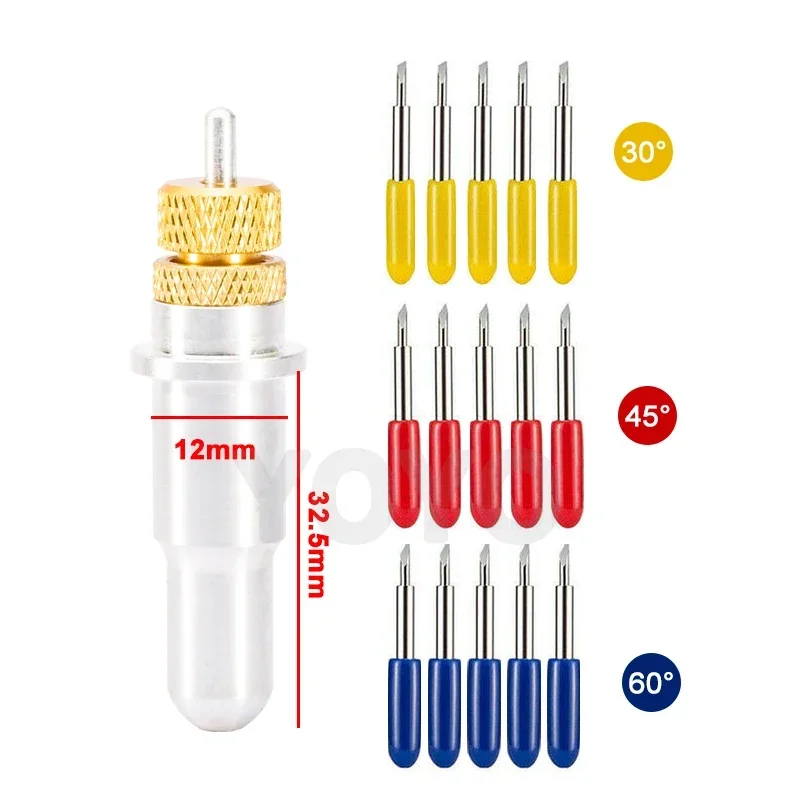 LiYu ROLAND Plotter Blade Holder Housing 12mm + 30/45/60 Degree Cutting Plotter Blade Vinyl Cutter