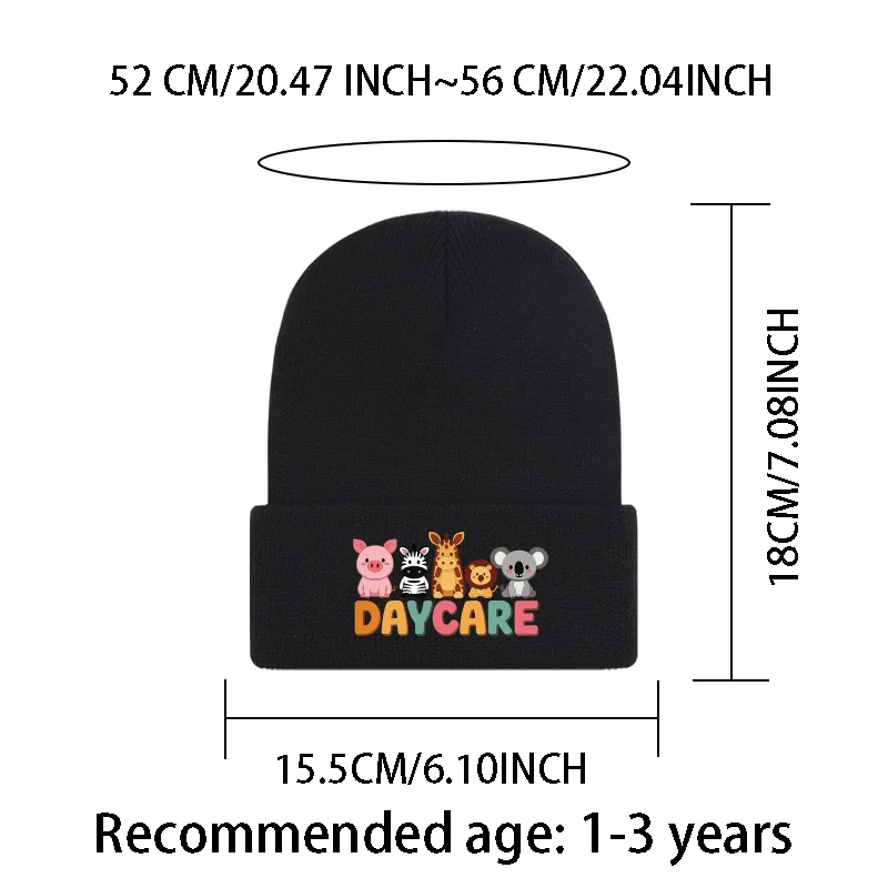 Fun Adorable 1‑3Y Kids Knit Beanie Cartoon Animal DAYCARE Print Soft Cozy For Daily Stroll Park Leisure Time Playdate Gathering view 2