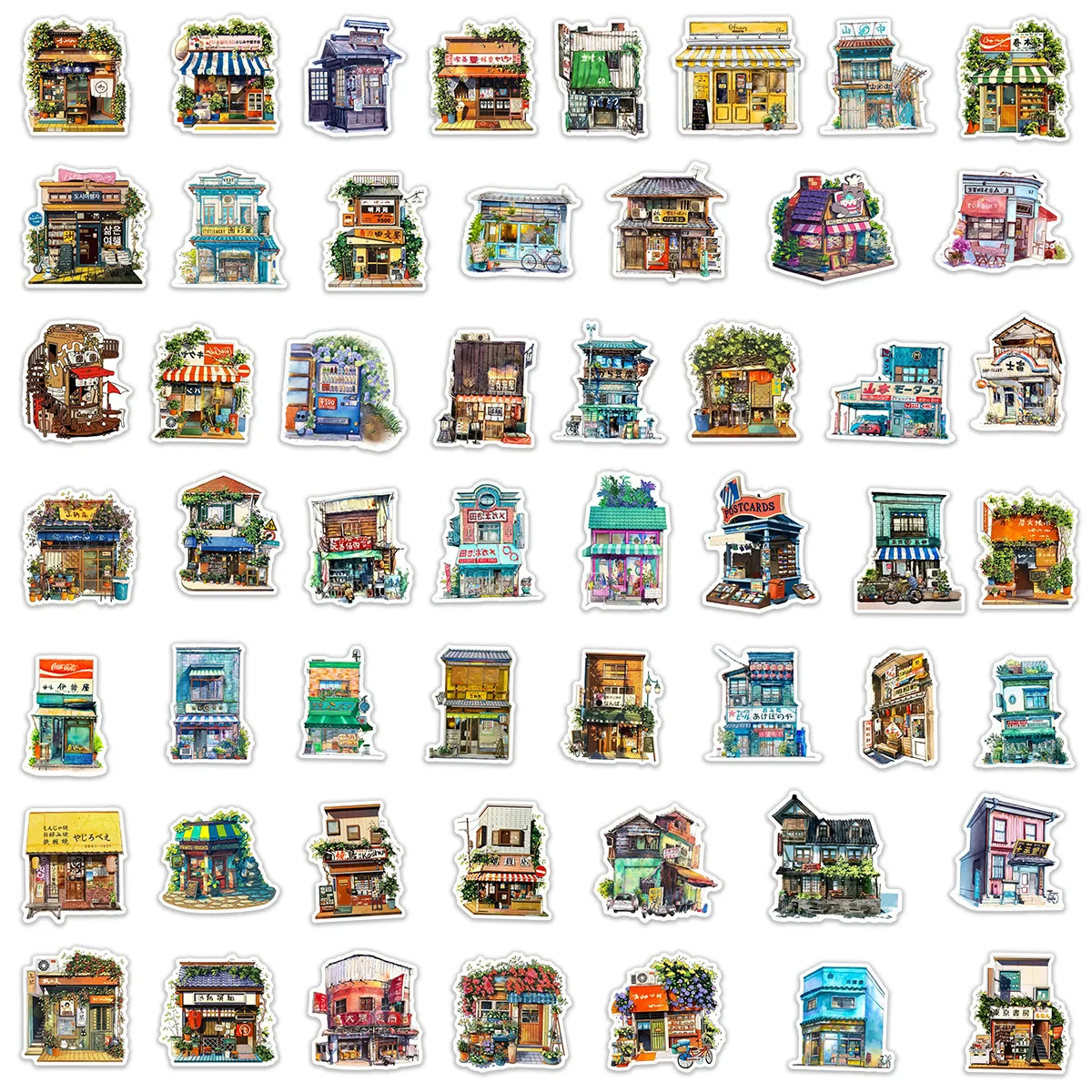 10/30/50Pcs Retro Japanese Shop Waterproof Graffiti Sticker Aesthetic Decorative Luggage Laptop Cup Phone Scrapbook Kid Stickers