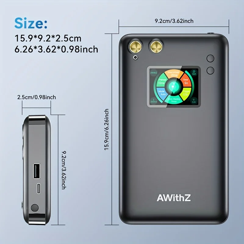 Awithz Saldatrice a punti portatile portatile in acciaio inossidabile 18650 Batteria al litio mobile Saldatrice per schermo a colori con foglio di nichel