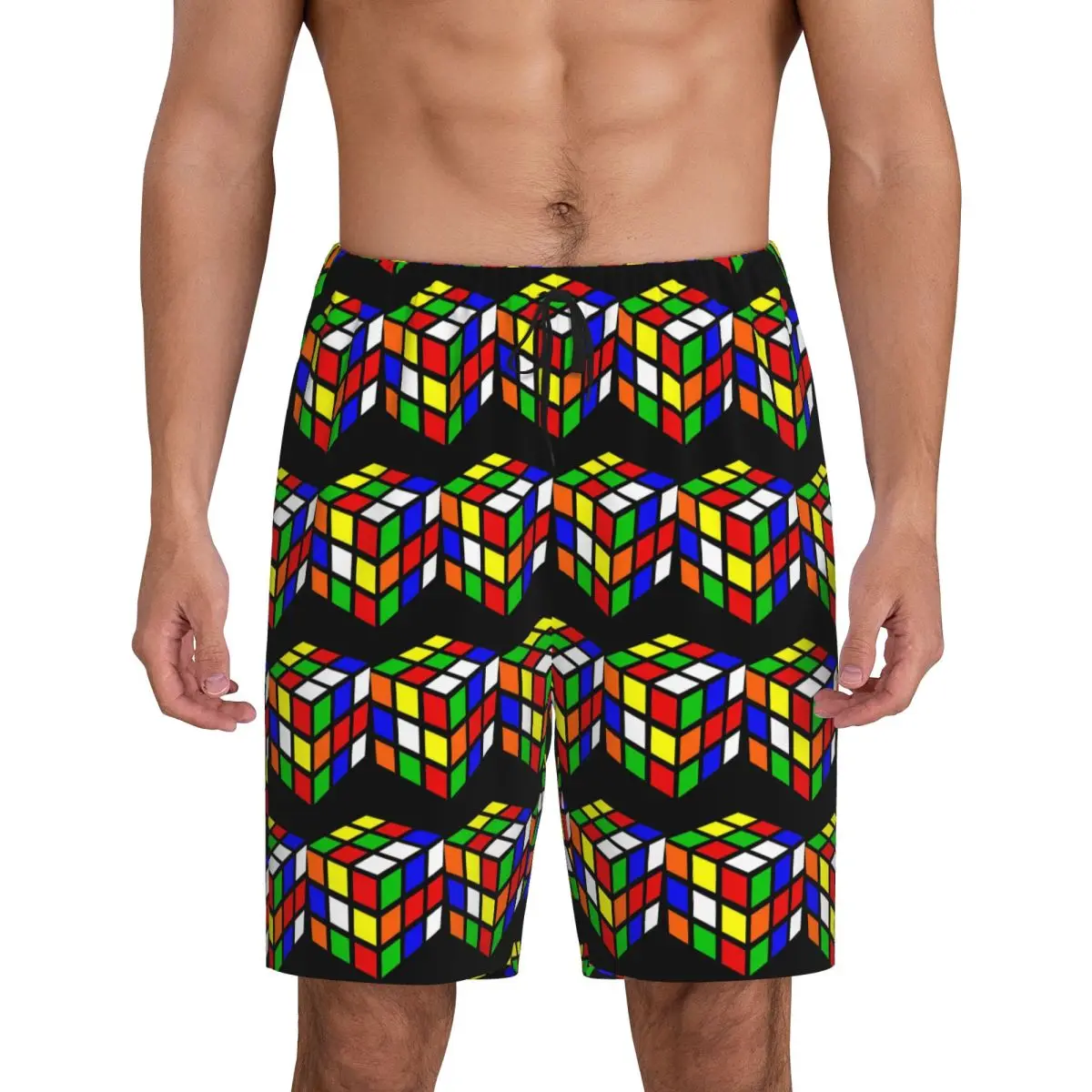 

Custom Magic Cube Short Pajama Pants Men Sleepwear Sleep Lounge Bottom Shorts Sleeping Pants