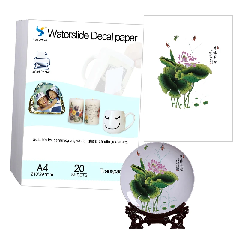 20Sheets/bag A4 Size Premium Clear Waterslide Decal Transfer Paper for Inkjet Printer HighQuality Water Slide Paper For Ceramics