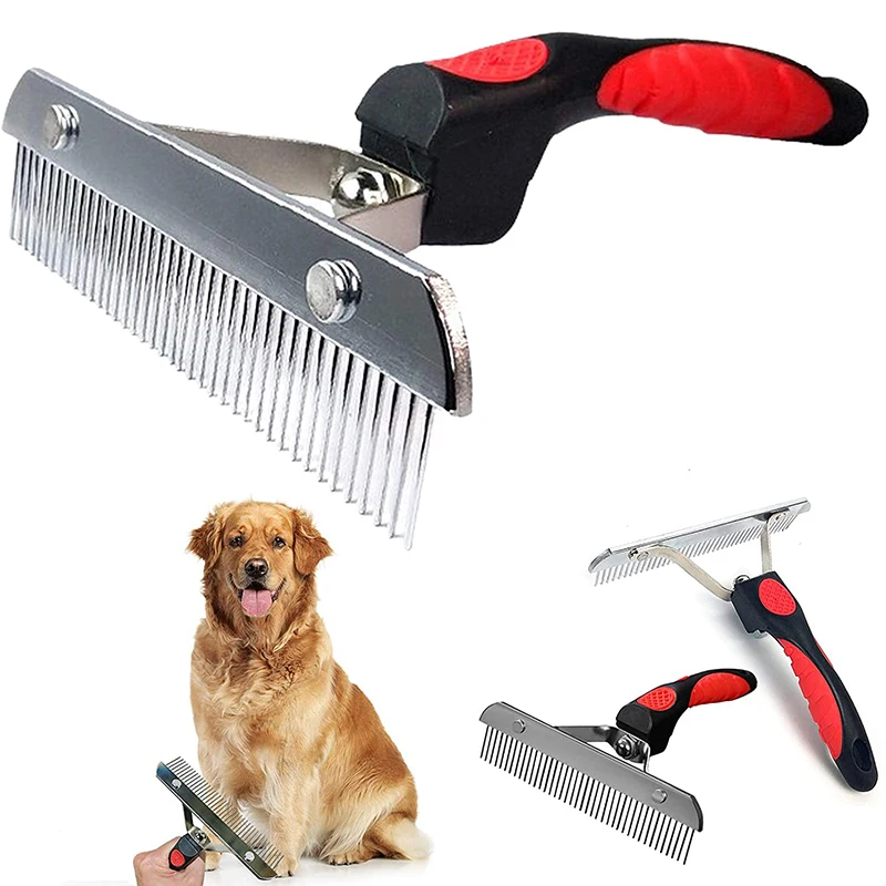 Dog Grooming Brush Long Hair Rake Pet Brush with Non-Slip Handle Steel Comb for Golden Retriever  German Shepherd