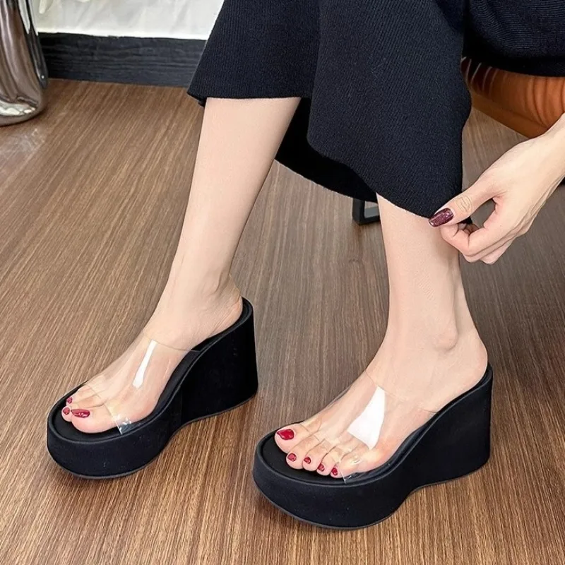 

Summer New Women's Shoes Fashion Transparent Wedge Heel Slippers for Woman Comfort Casual Shoes Designer Shoes Zapatos De Mujer