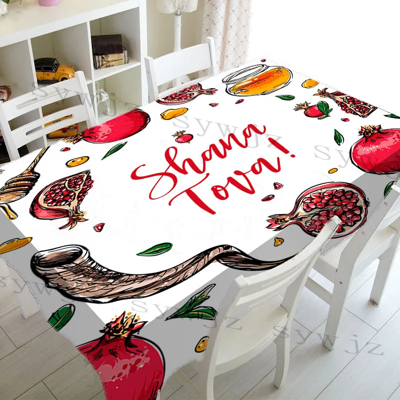 Sukkah Rectangle Tablecloth Jewish Sukkot Festival Decoration Etrog Lulav Supplies Kitchen Dining Household Tablecloth