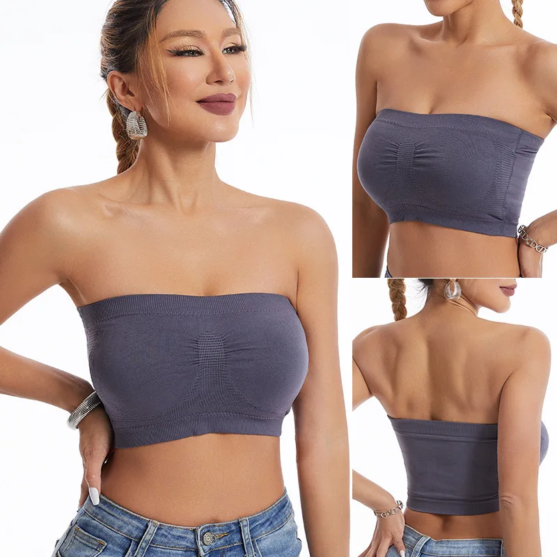 Bandeau-bh voor dames Gewatteerde strapless bh's Naadloze bandeau-bralette Draadloze tube-top-bh Sexy bh Verpakte borst Strapless