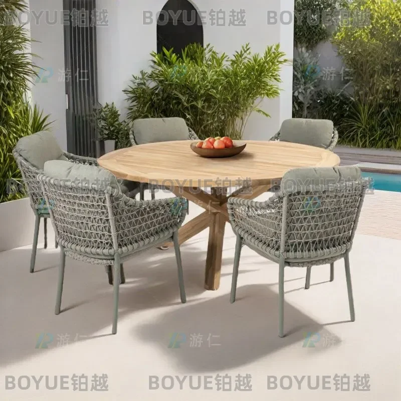Nordic Rattan Patio Furniture Set 3 Piece Outdoor Dining Table and Chairs for Balcony Courtyard Villa Terrace Cafe Leisure