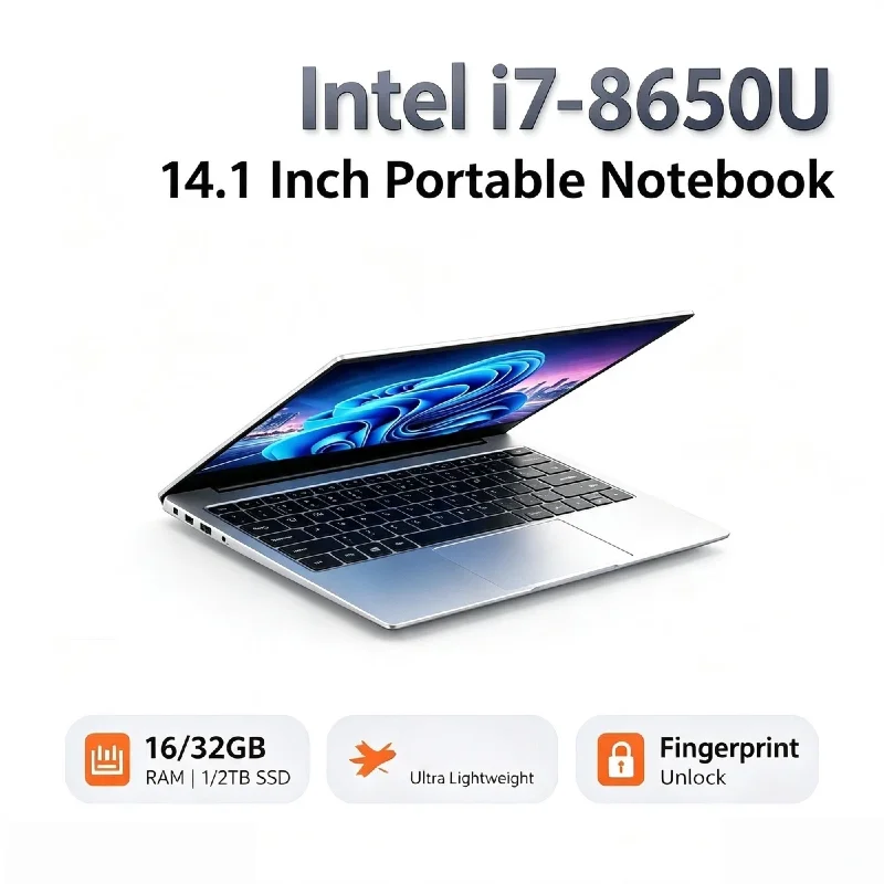 Intel Core i7 8650U 14.1 Inch Ultra Slim Laptop 1.9GHz Base 4.2GHz Boost 32GB RAM 2TB SSD Gaming Office 1920x1080 HD Pro Max
