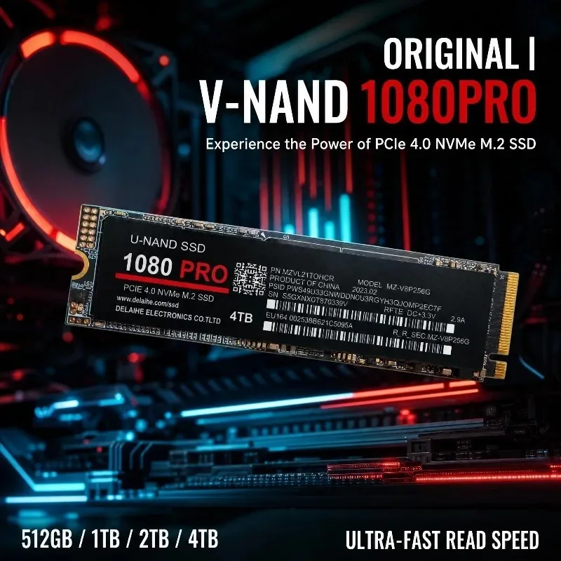 Original 1080Pro 512GB-4TB PCIe NVMe 4.0 M.2 2280 SSD, 7450MB/s Read Speed, Upgrade Solid Drive for Gaming and Workstation PCs.