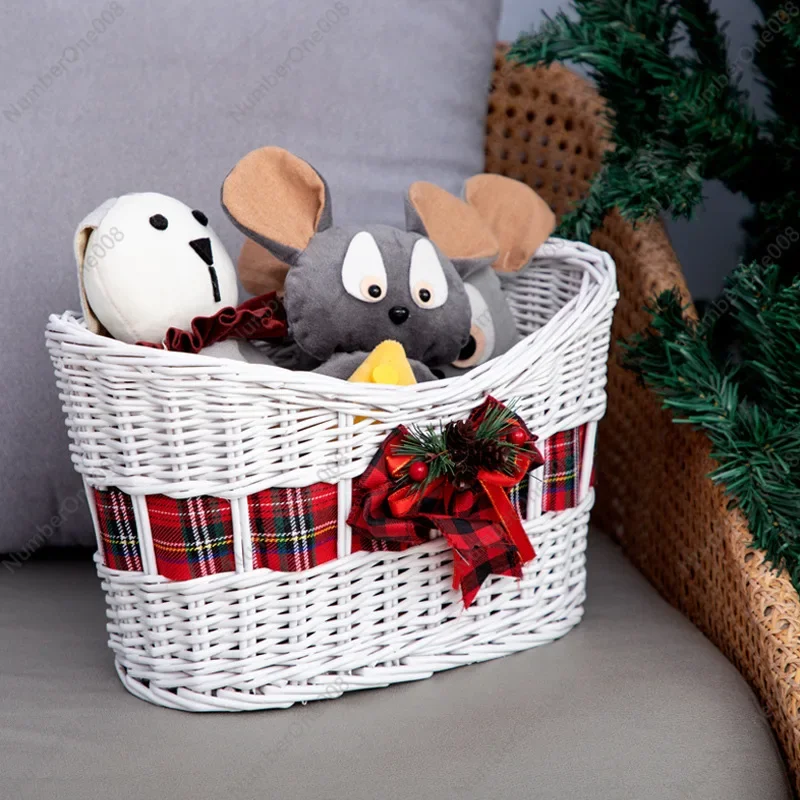 

Настольная корзина для хранения из плетеной ивы, корзина для хранения слитков, коробка для мелочей из рождественской вербы и лозы