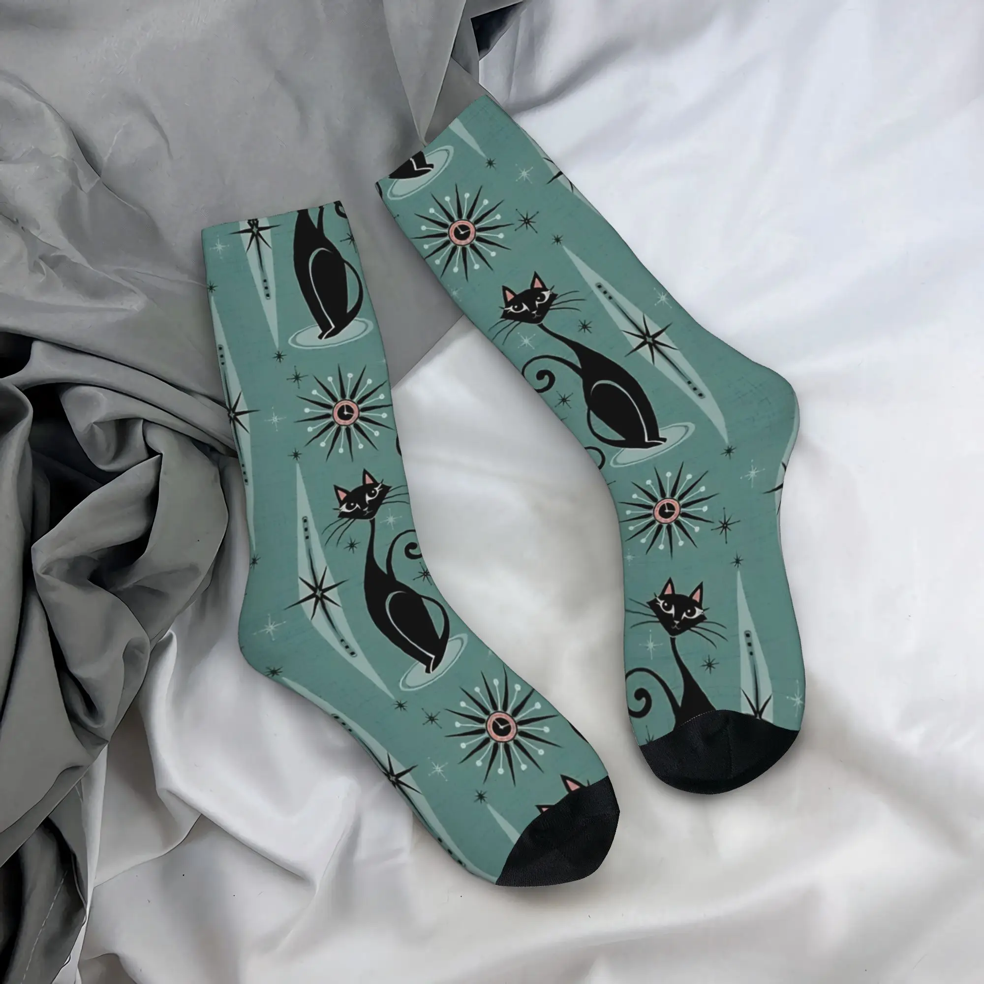 

Retro Vintage Art Cute Cats Socks Autumn Stockings Vintage Men Breathable Socks Graphic Running Sports Anti Sweat Socks