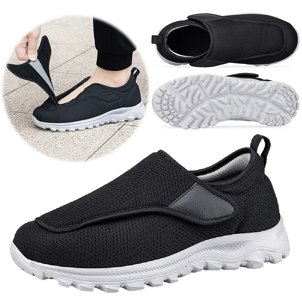 Men Diabetic Casual Shoes Breathable Non-slip Wide Walking Sneakers Outdoor 2024 Slip-On Orthopedic Shoes Velcro Men Shoes Gift